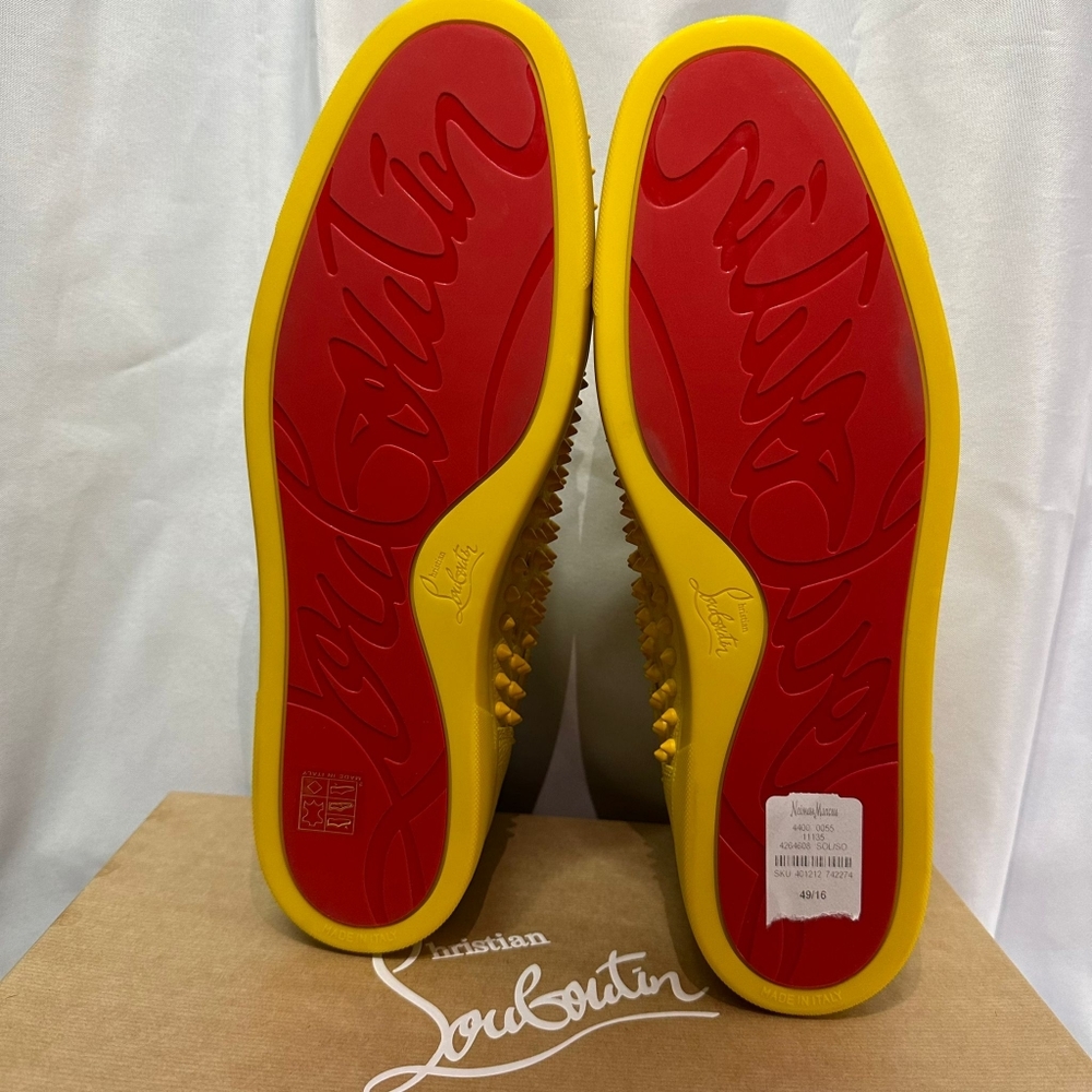 š„SOLDš„NWT CHRISTIAN LOUBOUTIN MEN'S LOUIS FLAT LEATHER SPIKE HIGH-TOP SNEAKERS - Picture 13 of 16